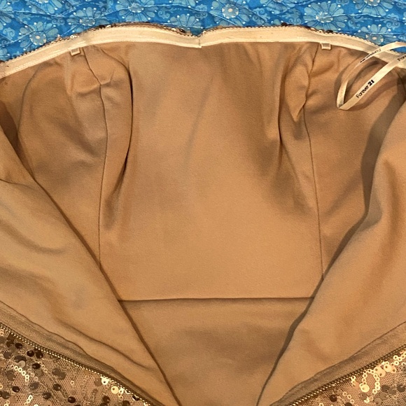 $10 dress sale! NWT Forever 21 gold sequin cocktail dress,lined stretch mesh,M - Picture 10 of 10